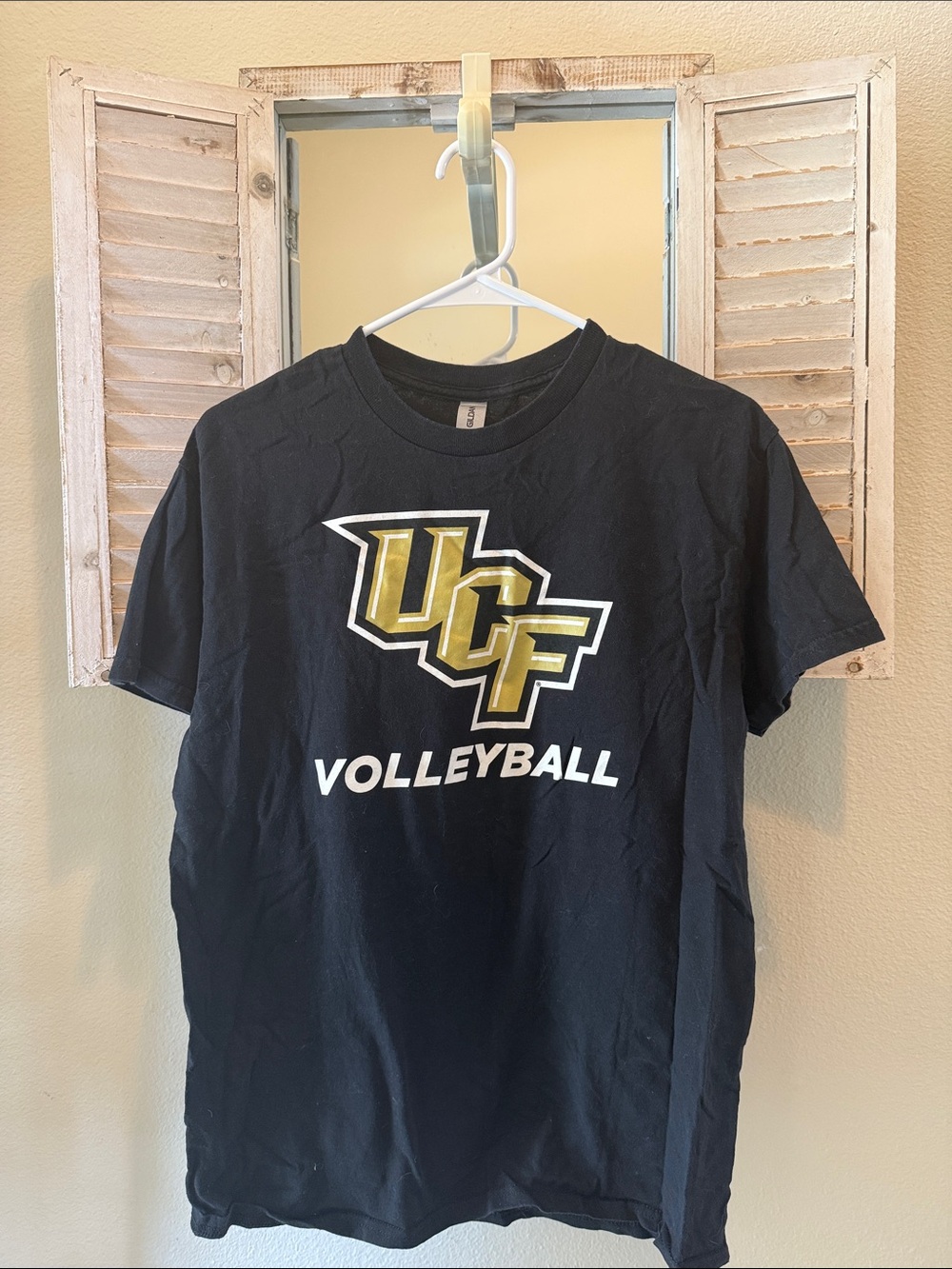 Gildan Black UCF Volleyball Tee with Gold Logo